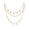 Colar elegante de combinação de moda europeia e americana, feminino, leve, luxuoso, com design de nicho, corrente de clavícula, estrela de cinco pontas, borla, colar de terno