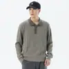 Suéter de malha masculino de manga comprida com gola virada, estilo high street americano, vibe old money, casual, novo modelo primavera/outono