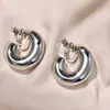 Brincos de argola de metal em forma de C para paisagismo feminino moda anel grosso exagerado sem furo para orelha clipe de orelha popular europeu e americano transfronteiriço