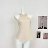 Seda de Amora Acetato Textura Leve Gola Halter Sem Mangas Colete Cadarço Afinando Top