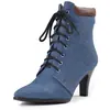 Botines nuevos con cordones, botas de montar, botas de tacón alto, tallas 40-43, botas de talla grande, botas de exportación de Amazon