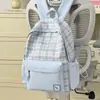 Mochila Escolar de Cuadros para Estudiantes Mujeres, Estilo Versátil y Fresco, Adecuada para Estudiantes de Secundaria y Preparatoria, Ligera y Práctica para el Transporte Diario, Mochila Versátil