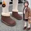 Zapatos de Algodón Nuevos de Invierno de Moda para Niñas con Forro de Felpa, Botas de Nieve Cálidas Elegantes y de Moda Estilo Coreano para Niños