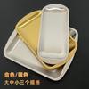 Plato rectangular de acero inoxidable 304 estilo coreano, plato de barbacoa dorado grueso, plato de sushi, bandeja de fondo plano, plato de almacenamiento