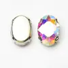 Garras de Orelha Coloridas 10x14mm Base Prateada Strass Oval DIY Decoração para Embalagem de Sapato Acessórios de Strass de Vidro Costurados à Mão