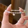 Nuevo Pulsera de Plata Colorida con Flores Pequeñas para Mujer, Diseño de Nicho, Joyería de Moda Exquisita y Sencilla con Piedras Arcoíris, Tendencia