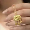 Colar Fechadura da Fortuna e da Paz para Mulheres, Novo Estilo Chinês Design Vazado Pingente de Fechadura da Longevidade Corrente para Clavícula, Dropshipping do Tiktok
