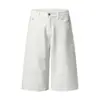 Pantalones Capri de Mezclilla para Hombre con Pedrería, Marca de Moda High Street, Diseño de Nicho, Estampado de Estrellas, Únicos, Corte Holgado, Shorts Rectos Casuales