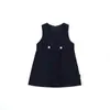 Vestido Colegial Sem Mangas Plissado Azul Marinho Infantil Estilo Coreano Nova Coleção Primavera e Outono 2025 Peça Única Dropshipping