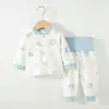 Macaco lebre bebê primavera e outono algodão gola alta cintura alta proteção da barriga roupa íntima roupas de outono para bebê calças de outono conjunto de duas peças