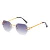 Gafas de sol sin marco, recién llegadas en 2021, de estilo europeo y americano, con diseño de vanguardia poligonal, color marino, para fotografía urbana.