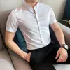 Camisa nueva de verano para hombre, de manga corta, blanca, para negocios, profesional, sin planchado, de seda helada, de media manga, en pulgadas