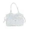 Nova bolsa de ombro casual versátil, bolsa tote de lona com cordão xadrez, bolsa de lona com cordão ajustável, bolsa de grande capacidade para o dia a dia