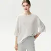 Suéter Francés Perezoso de Cachemira para Mujer, Suéter de Punto Holgado con Temperamento para Cubrir Defectos, Nuevo para Otoño Invierno 2026, Cuello Redondo, Manga Tres Cuartos