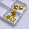 Anel de Pedra Solta Quadrado Zircônia Dourada Corte Princesa, Face, Ponta Inferior de Ângulo Reto Pedra Colorida, Acessórios de Joalheria