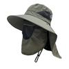 Sombrero de Pescador para Hombre, Protección UV de Verano, Sombrero para el Sol para Viajes al Aire Libre, Sombrero para el Sol con Cubierta Facial para Pesca, Ala Ancha Versátil