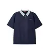 Camiseta Casual de Manga Corta a Cuadros Estilo Universitario con Cuello Polo Bloques de Color Ajuste Holgado de Verano Camisa de Media Manga para Pareja