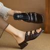 Moda Europea y Americana Zapatos sin Cordones de Tira Fina Punta Cuadrada Hermosos de Punta Abierta Tacón Medio para Mujer para Usar Sandalias y Chanclas de Moda Casual