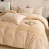 Juego de Ropa de Cama de Lujo de Cuatro Piezas con Forro Polar de Invierno, Nuevo Juego de Sábana y Funda de Edredón Gruesa y Cálida de Terciopelo de Leche 2025