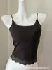 Camisola Chaleco de Encaje Cálido Cepillado Otoño e Invierno para Mujer, Capa Base, Tirantes Finos, Copas Integradas, Ropa Interior, Top de Capa Exterior, Moderno