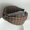 Nueva Diadema de Punto Ancho con Nudo Relajado a Cuadros para Sujetar el Cabello, Simple y Versátil, Moda y Artística Diadema Accesorios para el Cabello