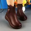 Botines de Piel Suave para Mujer 2026 Otoño Invierno Nueva Llegada Plataforma de Terciopelo Grueso Suela Gruesa Botas Martin Botas de Piel para Madre Botas de Algodón Engrosadas Botas de Mujer