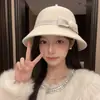 Sombrero de Pescador de Felpa de Pelo de Conejo para Mujer, Estilo Coreano Versátil de Alta Gama para Otoño e Invierno, Sombrero de Cubo para Circunferencia de Cabeza Grande, Sombrero de Cubo de Invierno