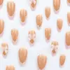 Dia dos Namorados Unhas Vestíveis Transfronteiriças Brancas Amêndoa Estilo Francês Laço de Pérola Nail Art Estilo Europeu e Americano Adesivos de Unha Postiça
