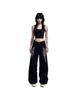 Jeans Lavados Bordados Negros de Nicho para Hombre Marca de Moda Sueltos Street Hip-Hop Juveniles de Pierna Recta Acampanados