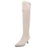 Botas Altas de Gamuza para Mujer Botas Altas Ajustadas Otoño Invierno Nueva Colección Punta Fina Cremallera Lateral Botas de Tacón Alto Botas Largas para Mujer Talla 40