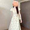Vestido de Manga Farol Francés para la Hora del Té para Mujer Verano 2025 Nueva Llegada Cintura Pequeña Elegante Floral Vestido Largo