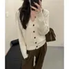 Nuevo Cárdigan de Punto con Cuello en V 2025 para Mujer Otoño e Invierno High-End Elegante Chaqueta Suéter con Lentejuelas Aspecto Holgado Adelgazante Top