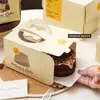 Caja para Mini Pastel de 4 Pulgadas Famosa en Internet, Caja para Llevar con Asa y Ventana, Caja de Embalaje de Papel para Postre, Queso, Mousse, Horneado