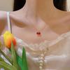 Collar de Acero de Titanio Cereza Roja Dulce Nuevo Estilo Coreano para Mujer Lujoso Ligero de Alta Gama Cadena Clavicular Accesorios Elegantes de Moda para Celebridades de Internet