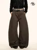 Jeans Yongfang Retro Americano de Cimitarra para Hombre y Mujer, Holgados Desestructurados de Retazos, Corte Tridimensional, Pantalones Casuales de Pierna Ancha hasta el Suelo
