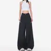 Pantalones militares verdes de pierna ancha estilo americano para mujer, nueva colección de otoño, corte holgado, pierna recta, línea A casual, fluidos, de longitud hasta el suelo, para el trabajo