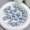Cuentas Acrílicas de Colores con Galvanizado Luna Fría, Cuentas Sueltas con Agujero para Cadenas de Teléfono DIY, Pulseras y Accesorios de Joyería