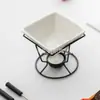 Aquecedores de Manteiga Para Frutos do Mar Panela Quente Cerâmica com Suporte de Ferro Caneca Quente Derrete Chocolate Amazon