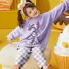 Pijama para Niña, Pijama Infantil de Medio Terciopelo, Terciopelo Coral de Dibujos Animados, Cálido y Suave, Engrosado para Otoño e Invierno, Ropa de Casa