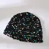 Sombreros coreanos para niños de primavera y otoño, nuevos estilos de otoño e invierno, gorros de punto de moda para niñas, sombreros hechos a mano con adornos de lentejuelas