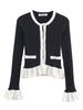 Nuevo Cardigan de Punto para Mujer con Costuras de Color Contrastante, de un Solo Botón, Cuello Redondo, Elástico, Ajustado, Estilo Europeo y Americano, Personalidad