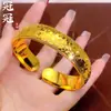 Pulsera de Latón con Recubrimiento de Oro de Alta Retención de Color, Efecto Hielo Brillante, Forma de Joroba, Anillo Sencillo Dorado Brillante para Mujer, Pulsera de Oro con Diseño de Escamas de Dragón