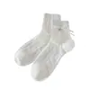 Calcetines Cortos Versátiles de Malla con Lazo de Encaje Blanco para Mujer de Primavera y Verano, Calcetines Blancos Finos sin Costuras para Verano