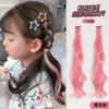 Peluca para Niñas Trenzas Colorida Colgante de Oreja Teñido de Cabello Tocado Nuevo 2025 Niñas Dulce y Genial Cola de Caballo Alta Trenzas de Cabello Rizado Accesorios para el Cabello