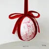 2026 Nuevo Adorno de Bola de Tela Navideña con Lazo Estampado Decoración DIY para Árbol de Navidad Adorno de Bola Colgante En Stock