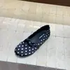 Sapatos Baixos Estilo Ballet com Bolinhas Pretas para Mulheres, Novo Modelo de Outono, Sapatos Mary Jane Elegantes e Delicados que Combinam Bem com Vestidos