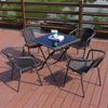 Sombrilla para exteriores al aire libre Combinación de mesa y sillas para exteriores Patio Metal Ocio Jardín Silla tipo ratán Mesa y sillas para terraza Juego de tres piezas