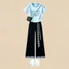 2026 Conjunto de Duas Peças Casual Doce Fofo de Manga Curta para Meninas Calça Casual Versátil Estilo Escolar Tendência