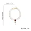 Set de Pendientes Colgantes de Flor de Perla Incrustados de Diamante y Cadena para Clavícula Estilo Palacio Retro Collar de Lujo Ligero de Gama Alta para Mujeres