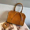 Bolso de mano Luojia de cuero genuino para mujer, bolso tipo bowling de piel de vaca esmerilada de capa superior, bolso pequeño cuadrado vintage, bolso cruzado transfronterizo